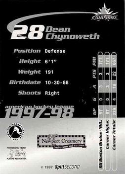 1997-98 SplitSecond Providence Bruins (AHL) #NNO Dean Chynoweth Back
