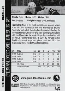 2013-14 Choice Providence Bruins (AHL) #25 Ben Youds Back
