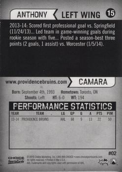 2014-15 Choice Providence Bruins (AHL) #2 Anthony Camara Back