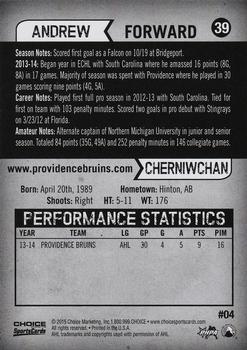 2014-15 Choice Providence Bruins (AHL) #4 Andrew Cherniwchan Back