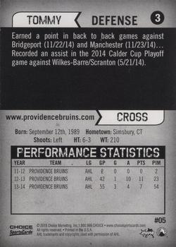 2014-15 Choice Providence Bruins (AHL) #5 Tommy Cross Back