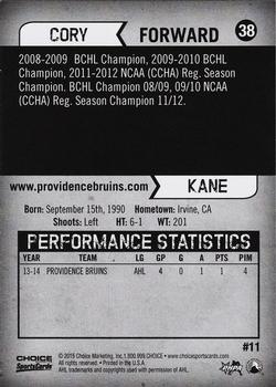 2014-15 Choice Providence Bruins (AHL) #11 Cory Kane Back