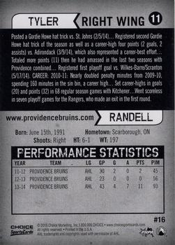 2014-15 Choice Providence Bruins (AHL) #16 Tyler Randell Back