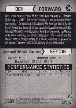 2014-15 Choice Providence Bruins (AHL) #18 Ben Sexton Back