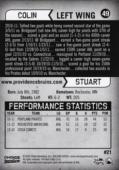 2014-15 Choice Providence Bruins (AHL) #21 Colin Stuart Back