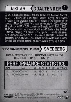 2014-15 Choice Providence Bruins (AHL) #23 Niklas Svedberg Back