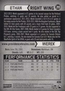 2014-15 Choice Providence Bruins (AHL) #26 Ethan Werek Back