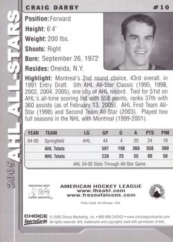 2004-05 Choice 2005 AHL All-Stars #10 Craig Darby Back