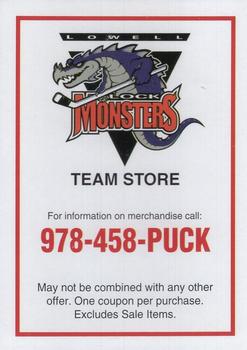 2004-05 Choice Lowell Lock Monsters (AHL) #NNO Team Store Card Back