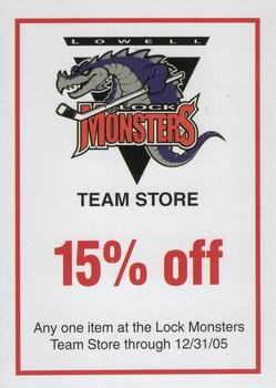 2004-05 Choice Lowell Lock Monsters (AHL) #NNO Team Store Card Front