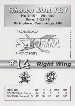 1997-98 Grandstand Toledo Storm (ECHL) #NNO Shawn Maltby Back