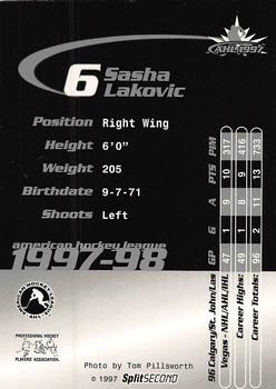 1997-98 SplitSecond Albany River Rats (AHL) #NNO Sasha Lakovic Back