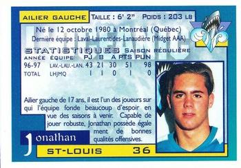 1997-98 Rimouski Oceanic (QMJHL) #NNO Jonathan St. Louis Back
