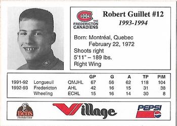 1993-94 Fredericton Canadiens (AHL) #NNO Robert Guillet Back