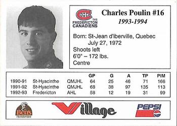 1993-94 Fredericton Canadiens (AHL) #NNO Charles Poulin Back