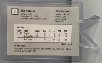 1993-94 Dayton Bombers (ECHL) #5 Jim Peters Back