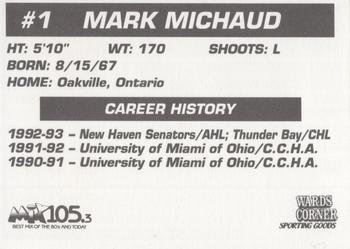 1993-94 Hampton Roads Admirals (ECHL) #NNO Mark Michaud Back