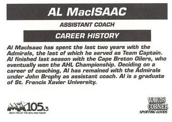 1993-94 Hampton Roads Admirals (ECHL) #NNO Al MacIsaac Back