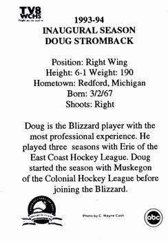 1993-94 Huntington Blizzard (ECHL) #NNO Doug Stromback Back