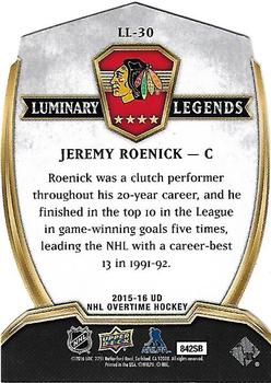 2015-16 Upper Deck Overtime - Luminary Legends #LL-30 Jeremy Roenick Back