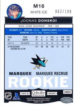 2015-16 O-Pee-Chee Platinum - Marquee Rookies White Ice #M16 Joonas Donskoi Back