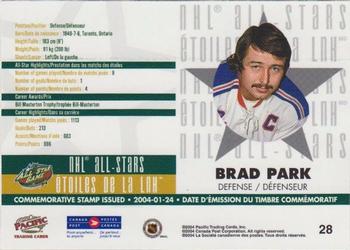 2004 Pacific Canada Post NHL All-Stars #28 Brad Park Back