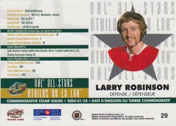 2004 Pacific Canada Post NHL All-Stars #29 Larry Robinson Back
