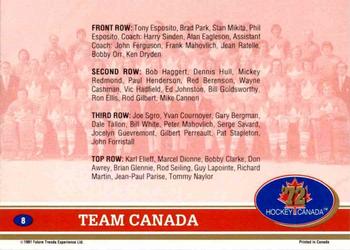 1991-92 Future Trends Canada ’72 - Gold Paint Autographs #8 Team Canada Back