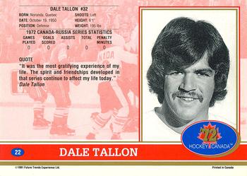 1991-92 Future Trends Canada ’72 - Gold Paint Autographs #22 Dale Tallon Back