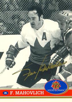 1991-92 Future Trends Canada ’72 - Gold Paint Autographs #26 Frank Mahovlich Front