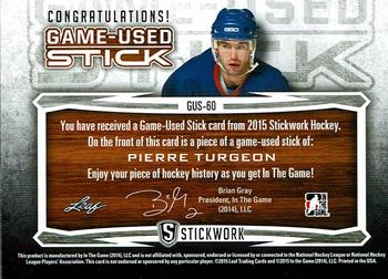 2015 Leaf In The Game Stickwork - Game-Used Stick Gold #GUS-60 Pierre Turgeon Back