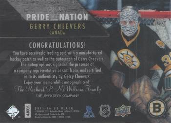 2015-16 Upper Deck Black - Pride of a Nation #PN-GC Gerry Cheevers Back