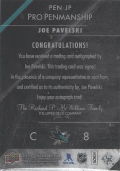 2015-16 Upper Deck Black - Pro Penmanship #PEN-JP Joe Pavelski Back