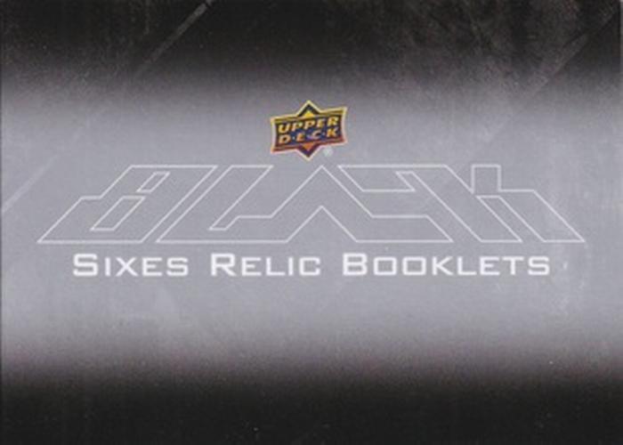 2015-16 Upper Deck Black - Sixes Relics Booklets #6R-WINGS Henrik Zetterberg / Pavel Datsyuk / Tomas Tatar / Gustav Nyquist / Petr Mrazek / Dylan Larkin Back