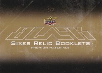 2015-16 Upper Deck Black - Sixes Relics Booklets Gold #6R-WINGS Henrik Zetterberg / Pavel Datsyuk / Tomas Tatar / Gustav Nyquist / Petr Mrazek / Dylan Larkin Back