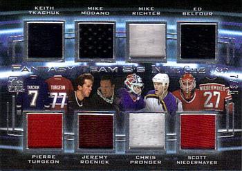 2016 Leaf In The Game Game Used - Fantasy Team 8's Silver #FT8-08 Keith Tkachuk / Pierre Turgeon / Mike Modano / Jeremy Roenick / Mike Richter / Chris Pronger / Ed Belfour / Scott Niedermayer Front