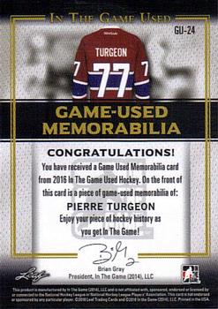 2016 Leaf In The Game Game Used - Game Used Jersey Gold #GU-24 Pierre Turgeon Back