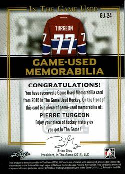 2016 Leaf In The Game Game Used - Game Used Jersey Red Spectrum #GU-24 Pierre Turgeon Back