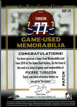 2016 Leaf In The Game Game Used - Game Used Patch Silver #GUP-24 Pierre Turgeon Back