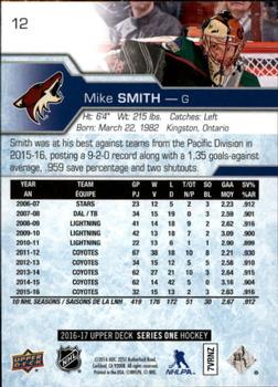 2016-17 Upper Deck #12 Mike Smith Back
