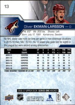 2016-17 Upper Deck #13 Oliver Ekman-Larsson Back