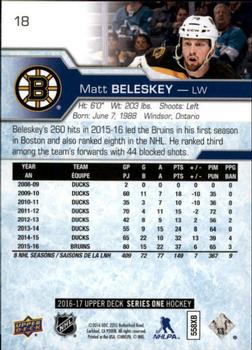 2016-17 Upper Deck #18 Matt Beleskey Back