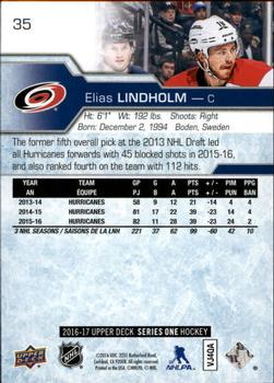 2016-17 Upper Deck #35 Elias Lindholm Back