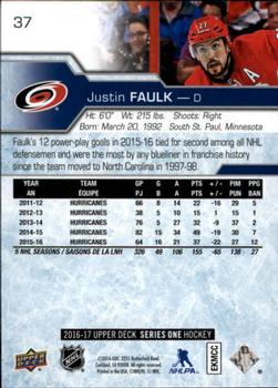 2016-17 Upper Deck #37 Justin Faulk Back