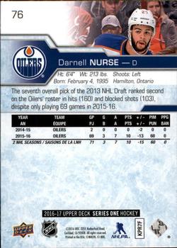 2016-17 Upper Deck #76 Darnell Nurse Back