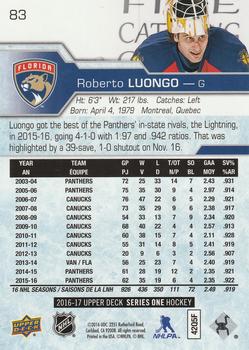 2016-17 Upper Deck #83 Roberto Luongo Back