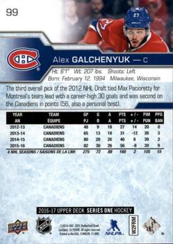 2016-17 Upper Deck #99 Alex Galchenyuk Back