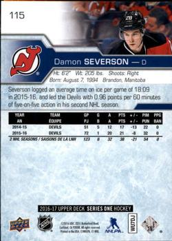 2016-17 Upper Deck #115 Damon Severson Back