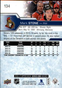 2016-17 Upper Deck #134 Mark Stone Back
