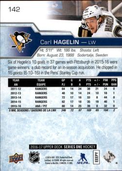 2016-17 Upper Deck #142 Carl Hagelin Back